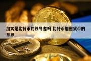 加文是比特币的领导者吗 比特币加密货币的意思